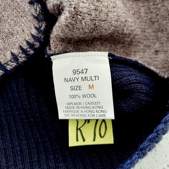 Vintage Woolrich 100% Wool Christmas Sweater Vest Cardigan Patchwork Medium EUC - Picture 12 of 13